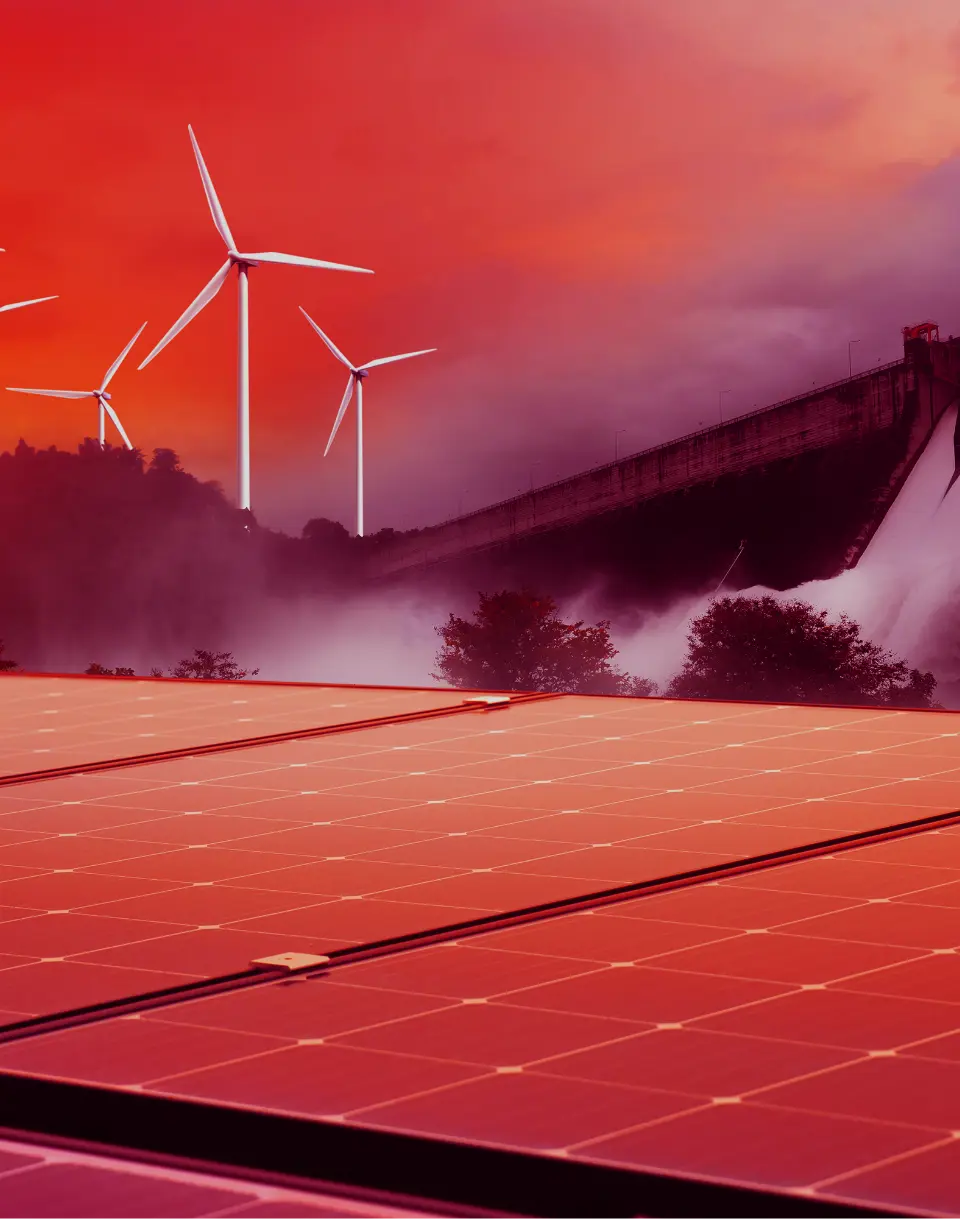 Roed Bakgrunn Med Vindmoeller